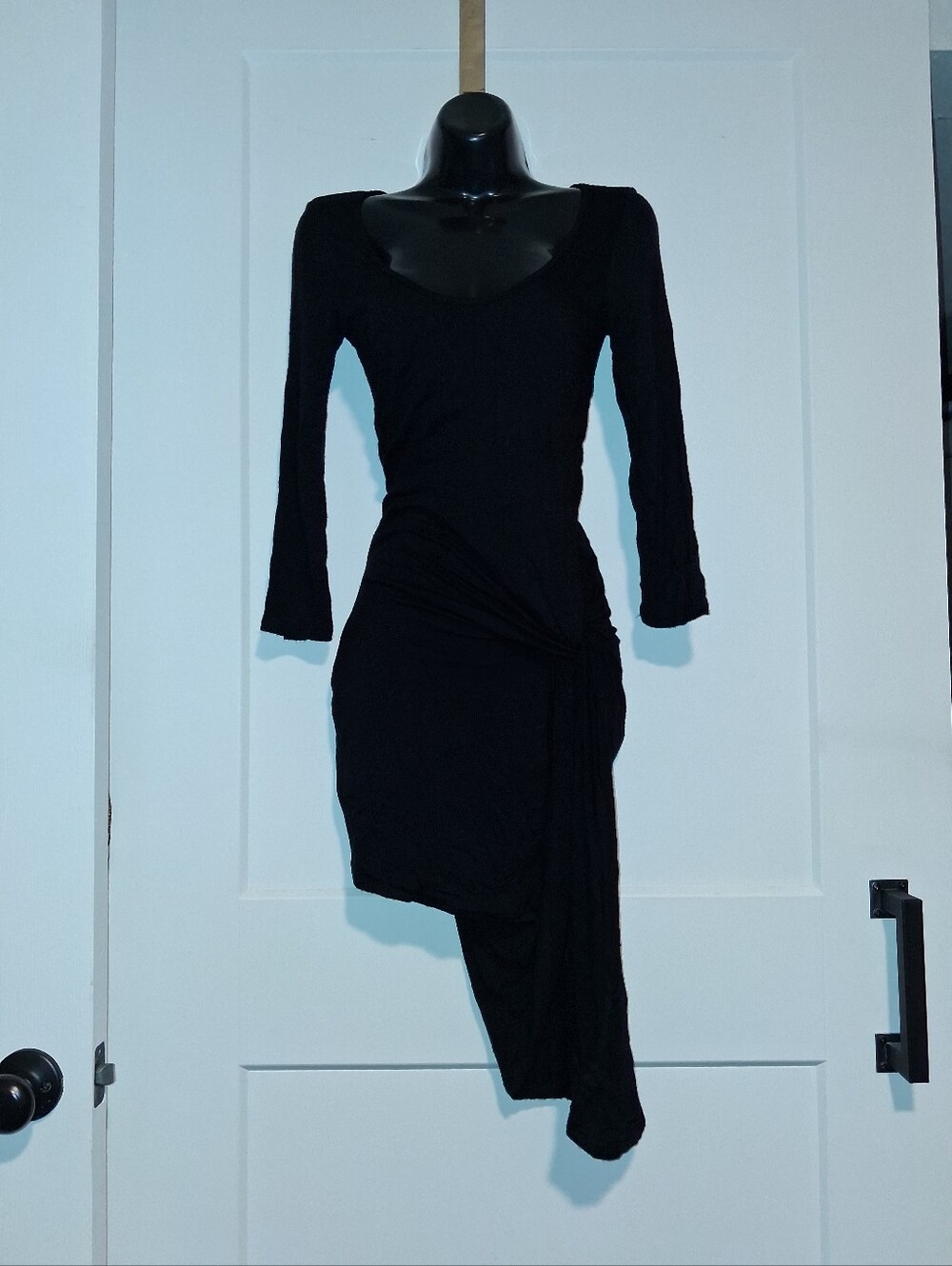 A+ Ellen Black Mini Dress with Simple Tied knot on the side Detail